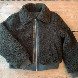 NWOT Blank NYC Curly Sherpa Fleece with Faux Leather trim Bomber Jacket